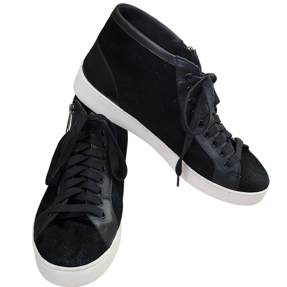 Vince Torri Black Suede Leather High Top Side Zip Sneakers L10
Streetwear